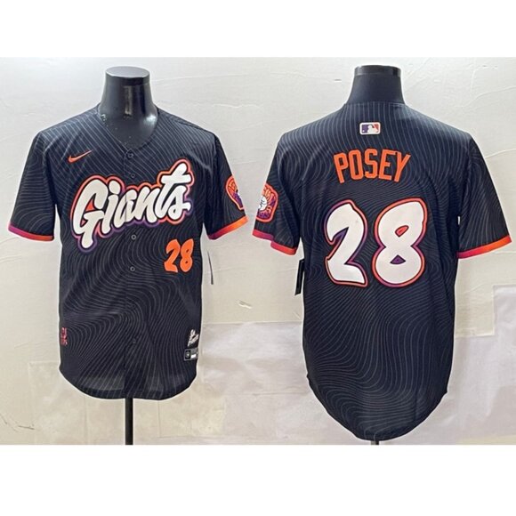 Mens Youths Kids Womens Buster Posey Stitched Black Jersey
